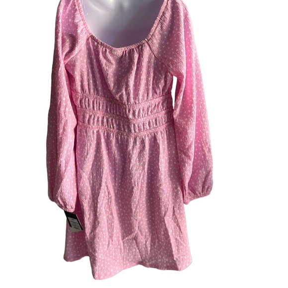 Girls Art Class Pink Polka Dot Long Sleeve Dress - Picture 2 of 3